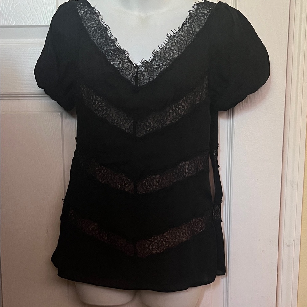 Elegant Black Lace Trim Top